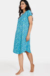 Zivame Halloween Knit Poly Mid Length Nightdress - Fjord Blue — thumbnail 2